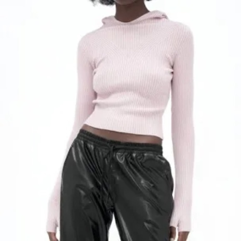 Zara Ribbed Hooded Sweater with Thumbholes